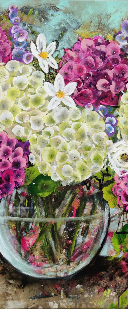 Pink and White Hydrangea by Angie Wright