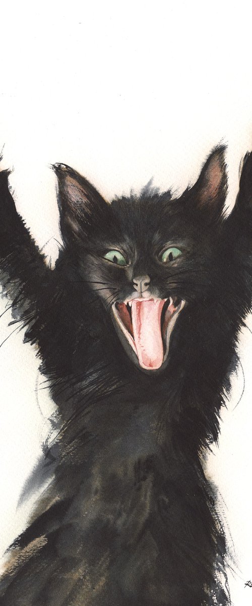 Funny Scary Black Kitten by REME Jr.