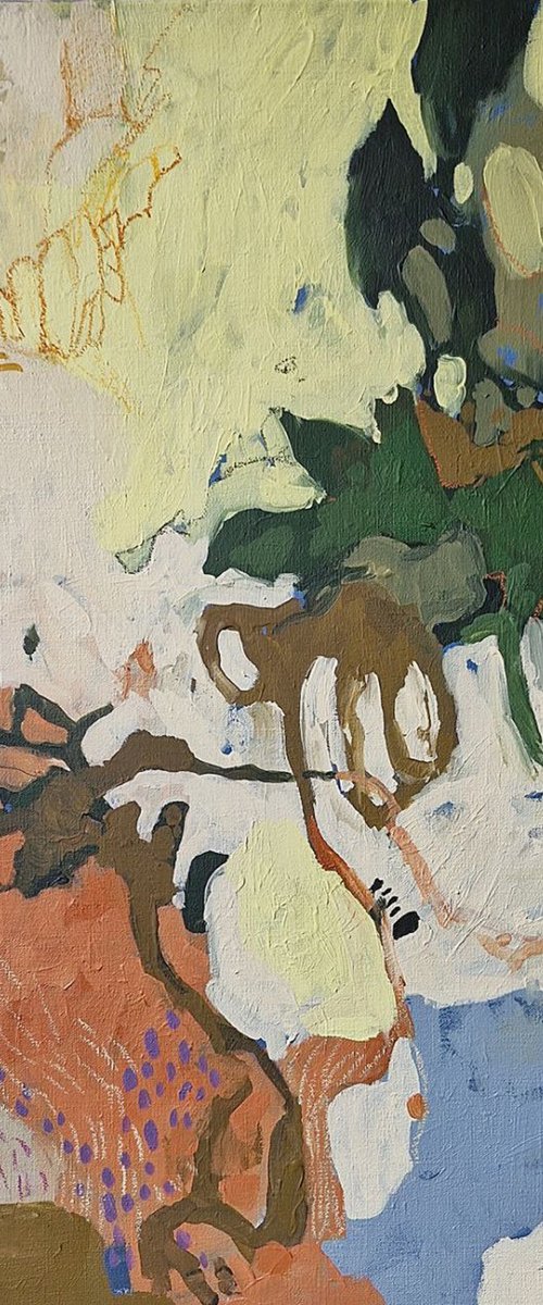 "Dreams" Abstract green yellow blue orange by Yana Sagan