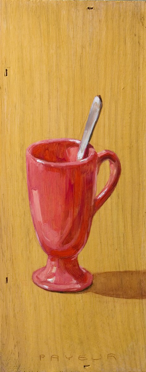 modern still life of a pink pot on a real board by Olivier Payeur