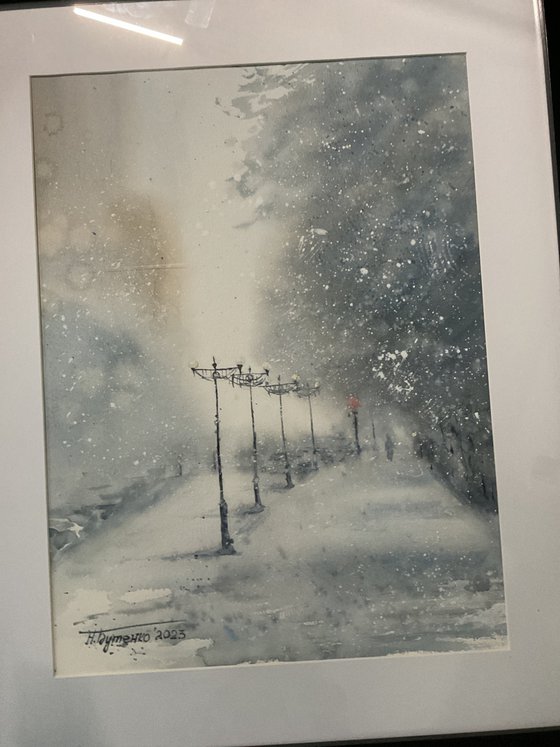 Blizzard in the city, original art