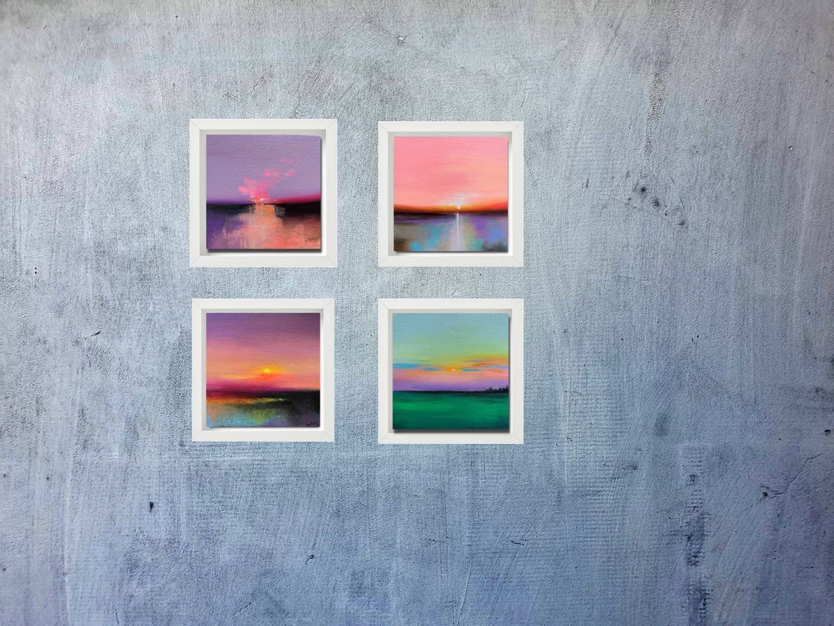 Mini Canvas Painting  Purple sunset sky Acrylic Painting #art