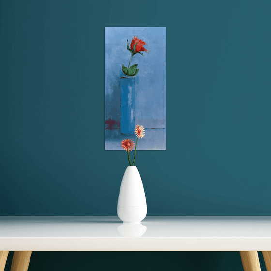 Still life with rose. Flower in vase