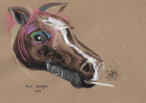 Smoking horse #3 by Pavel Kuragin