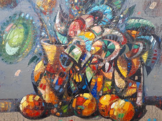 Abstract Still life  (45x50cm, oil painting, ready to hang)