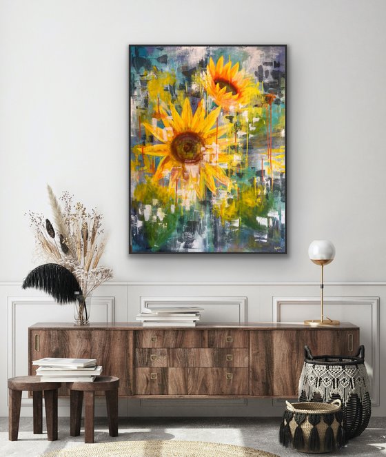 Let me be free ! Abstract Sunflower art