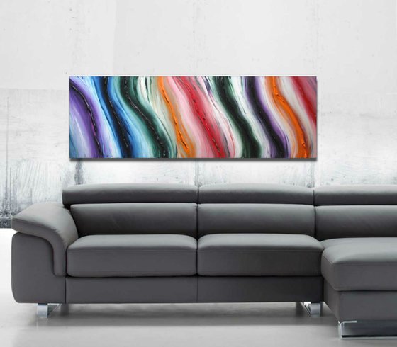 Pure Color - 120x40 cm, LARGE XXL, Original abstract painting, oil on canvas,