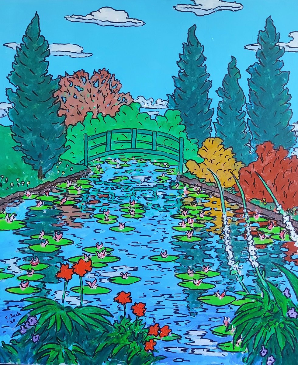 Botanical Acrylic Painting By Colin Ross Jack, 20 X 24, Giverny #2, Original Artwork