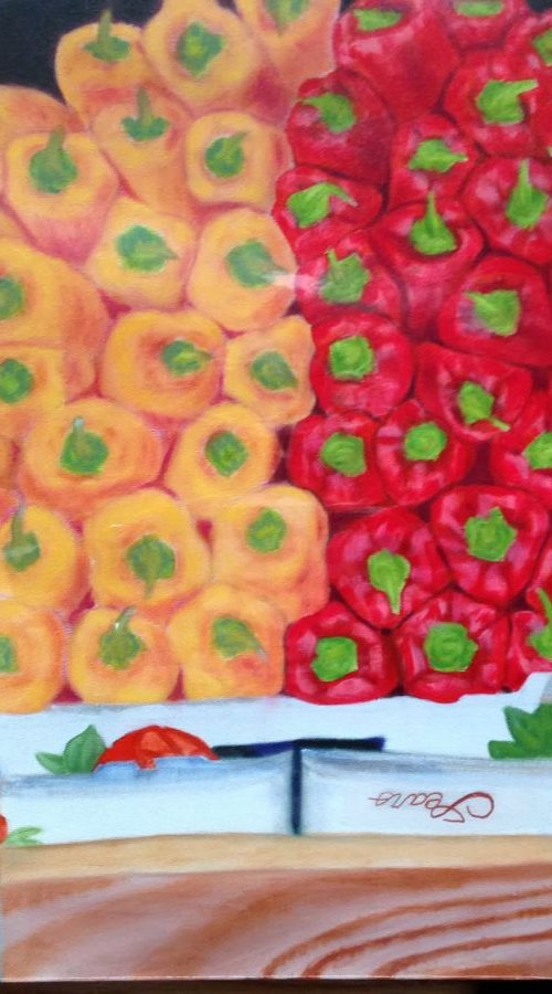 Peppers, Red and Yellow by Leslie Dannenberg