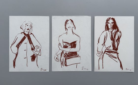 Set of Three Original Sketches