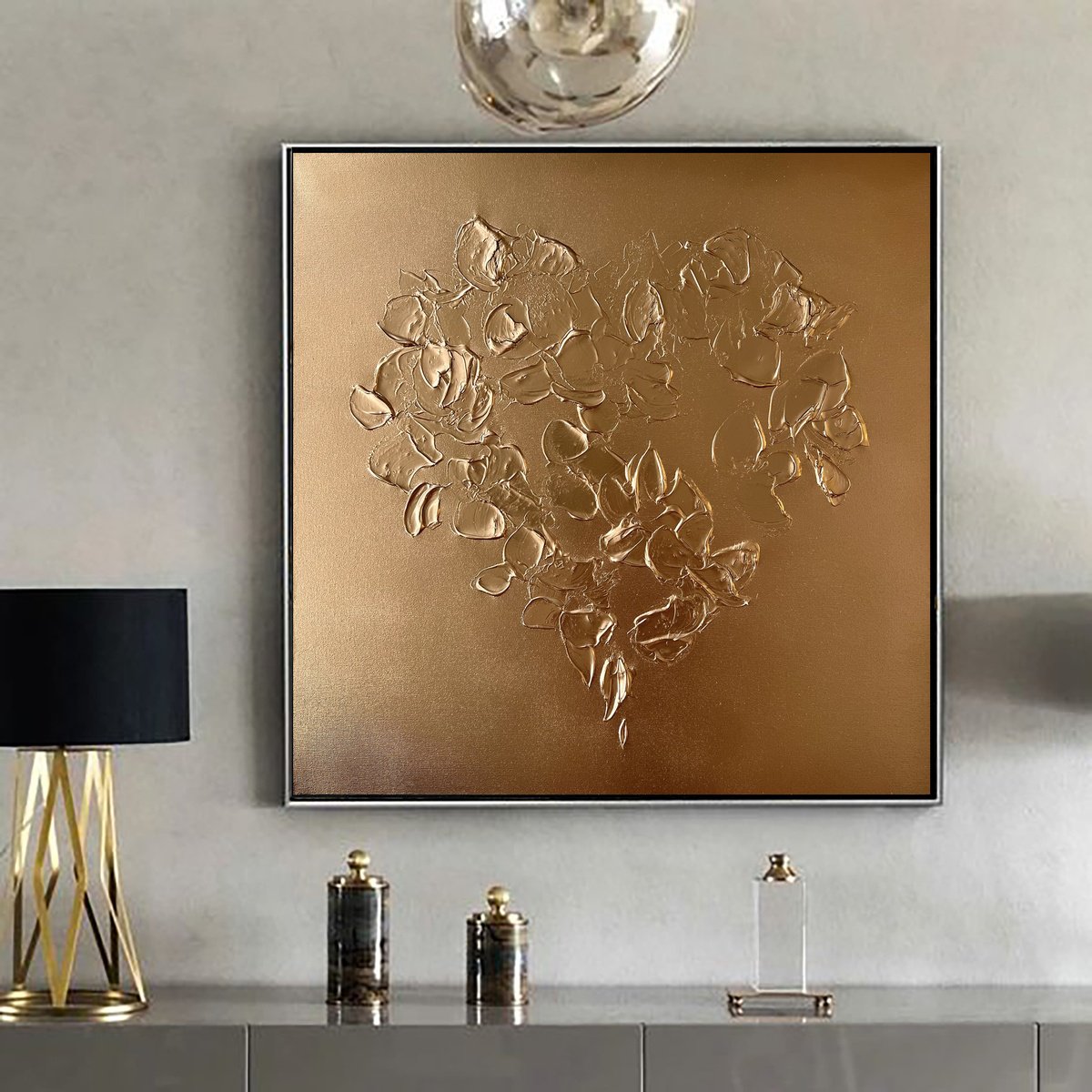 Golden Abstract heart. Gold luxury heart. by Marina Skromova