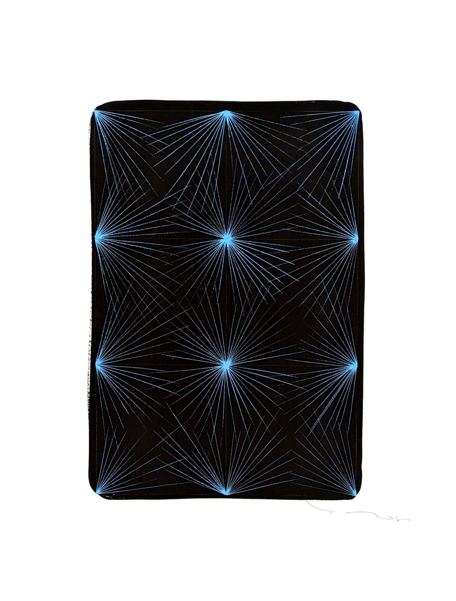 Abstract Ink Drawing By Tehos, 20 X 26", Tehos Grand Carre Long 2025 09, Original Artwork