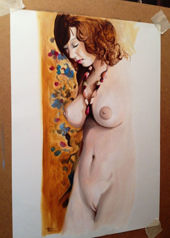 The yellow wallpaper- original oil on paper- 24 x 55 cm (9'x22')