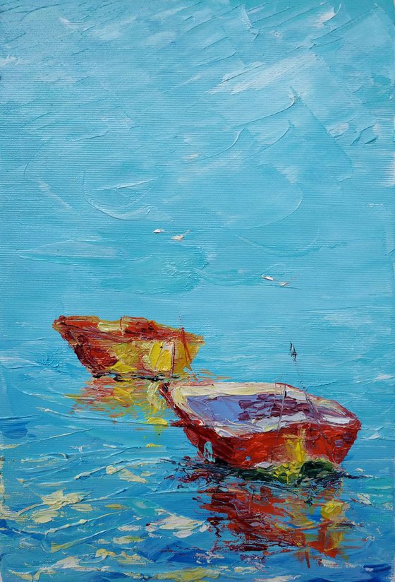 Small pictures series -10- Boats (20x30cm, oil painting, ready to hang)