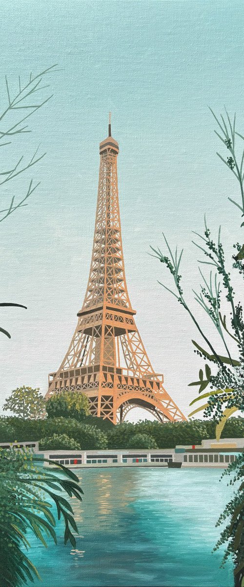 Eiffel Tower (with turquoise) by Jill Ann Harper