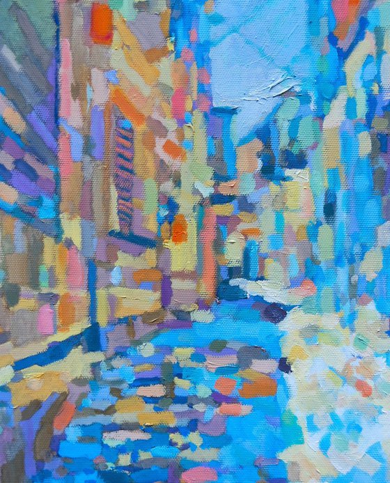 Street scene, Gozo, oil painting