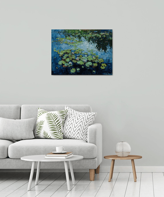 Water Lilies - Impasto Original Oil painting