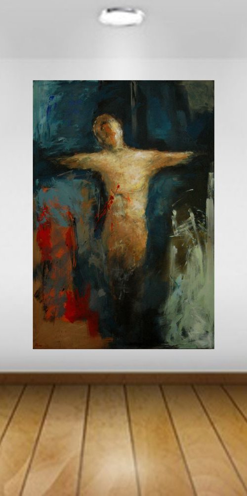 "Crucifix". XLarge figurative abstract. 150 x 100 cm. by Rumen Spasov