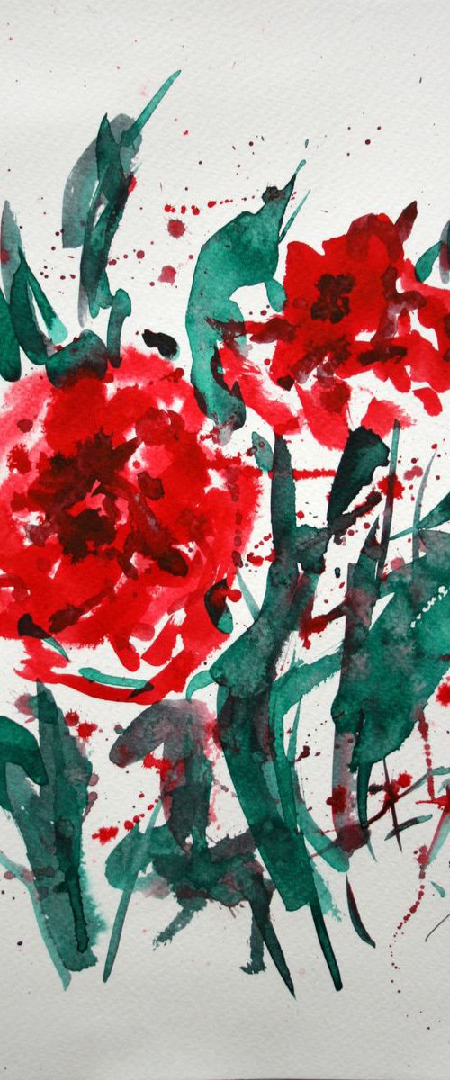 Floral Fantasies 05  / Original Painting by Salana Art Gallery