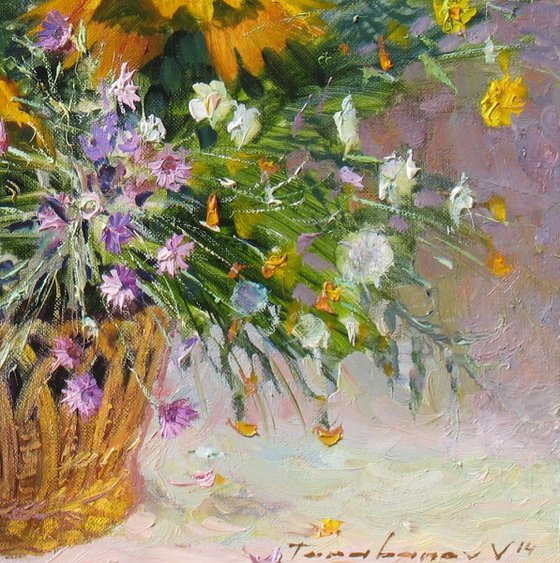 Wildflowers and sunflowers