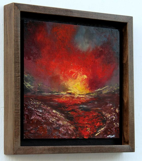 The Clash of Angels #7 - Framed original abstract landscape on 3-D board