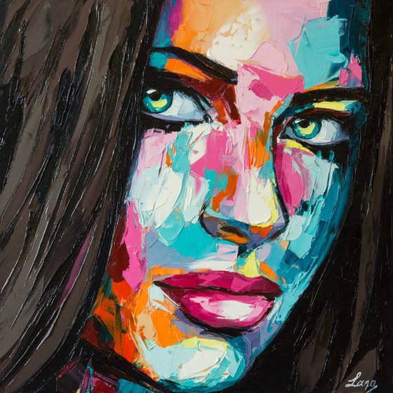 "Make a wish", a fantasy woman palette knife portrait from "colorful emotions" collection