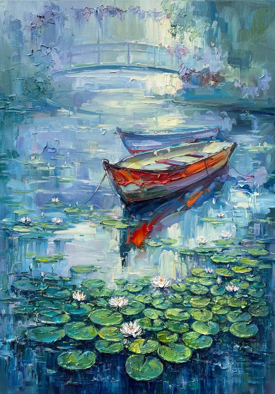 "Water-Lilies"original oil painting by Artem Grunyka