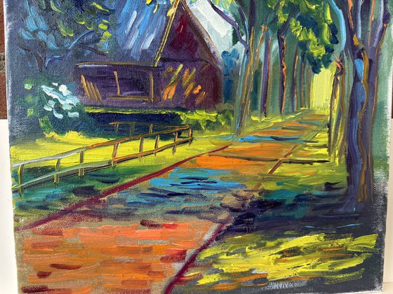 Dutch Countryside Alley at Sunset