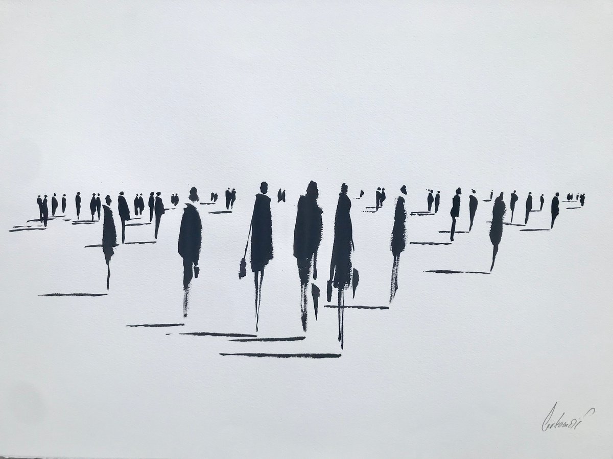 Portrait Ink Drawing By Tihomir Cirkvencic, 30 X 22", Impact Figures #19, Original Artwork