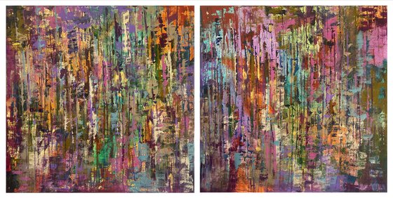 Downtown Shades of Life-Diptych_72"X36"