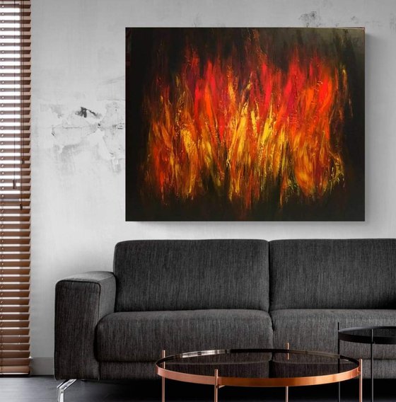 Flames 100x120cm Abstract Textured Painting