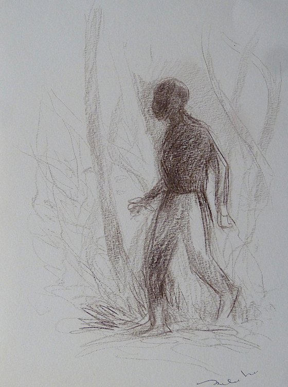 The Walker, pencil sketch 29x21 cm, EXCLUSIVE to Artfinder + FREE SHIPPING