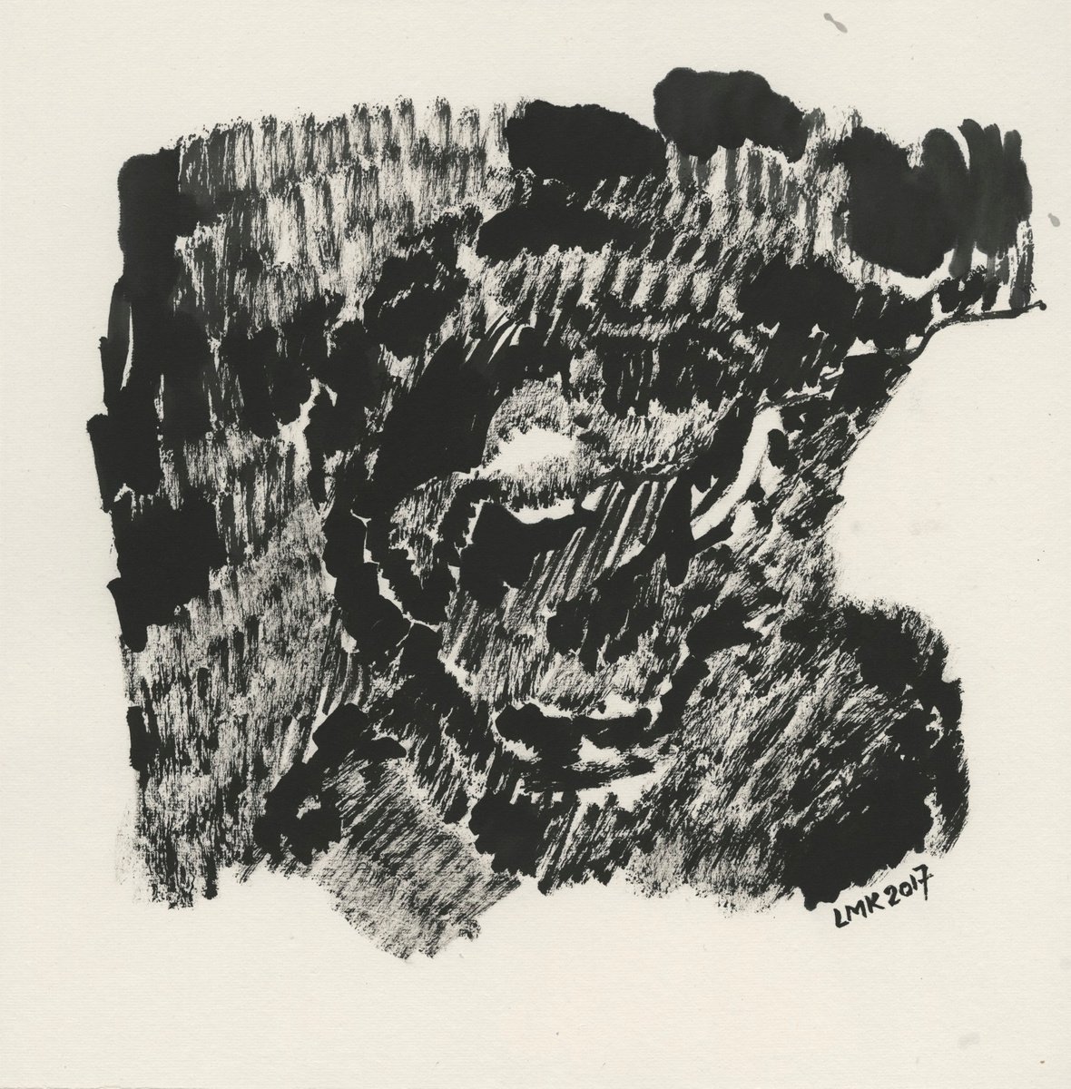 Organic Abstract Ink Drawing By Lee Man Ki Joyce, 14 X 14", Sarcasm, Original Artwork