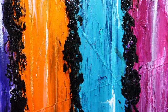 Colour Form 240cm x 100cm Colourful Textured Abstract Art