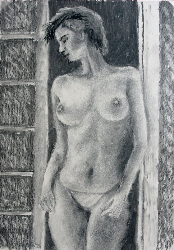 Female Figure 45 Charcoal Sketch