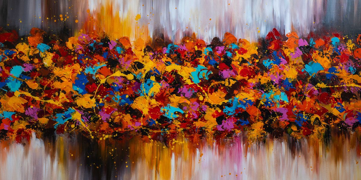 Abstract Acrylic Painting By Art By Catalin, 59 X 30, Happy Days 48, Original Artwork