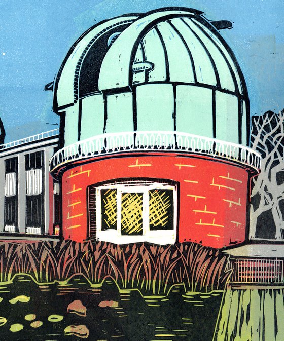 Herstmonceux Observatory, East Sussex. Limited Edition linocut