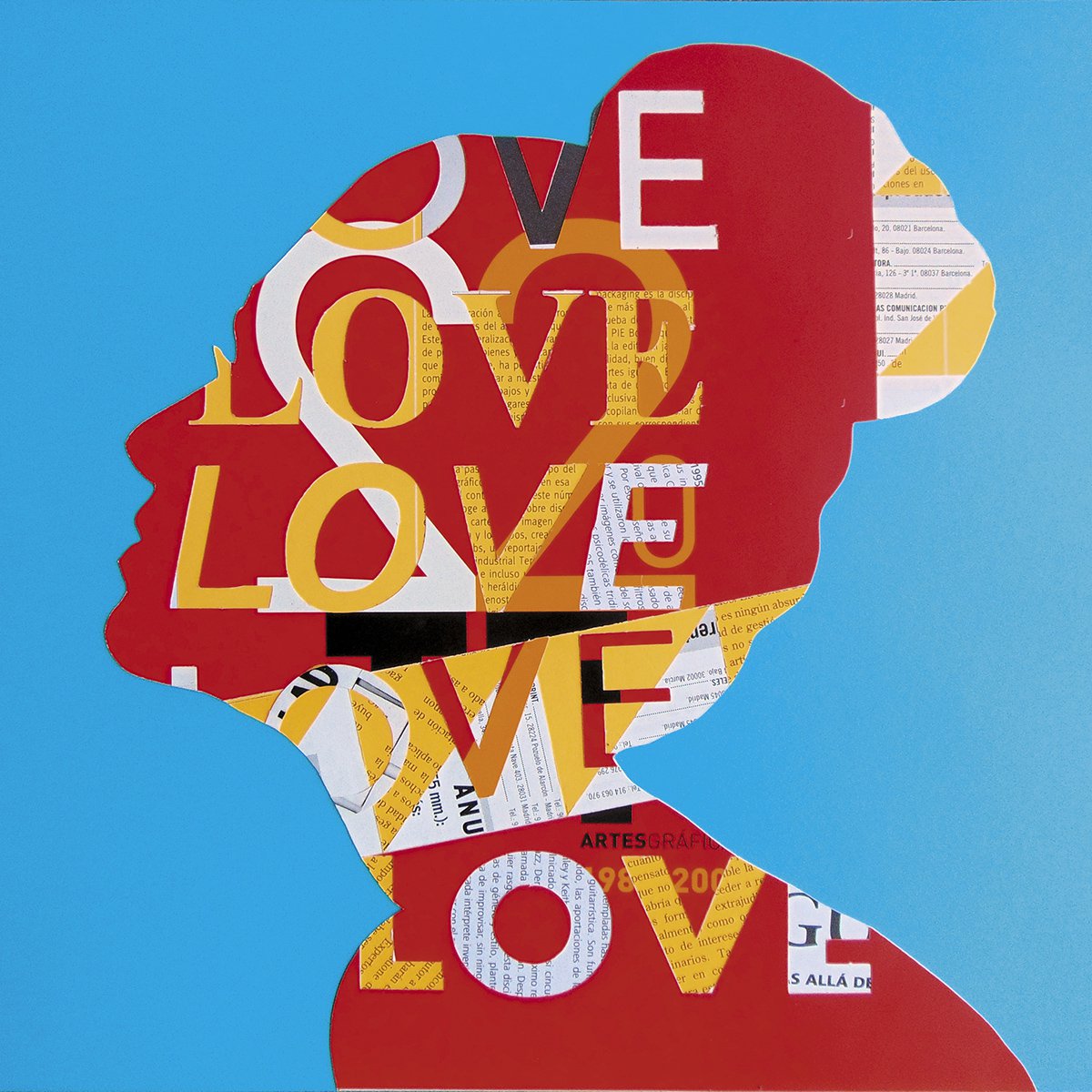 Surrealistic Portrait Collage By Manel Villalonga, 12 X 12", 15 Red Love, Original Artwork