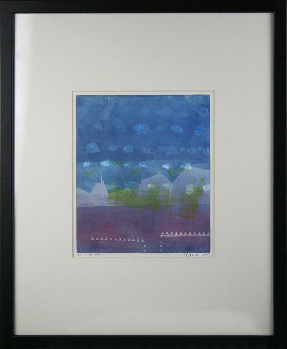 Cuillins - Framed 50cm (20) x 40 cm (16) Original Signed Monotype by Dawn Rossiter