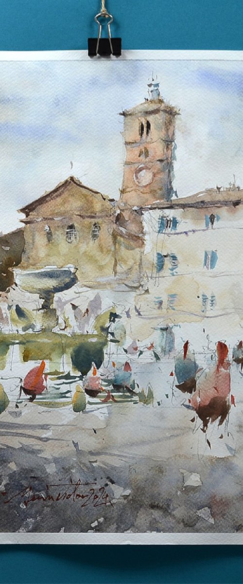 Rome Watercolor Landscape. by Marin Victor
