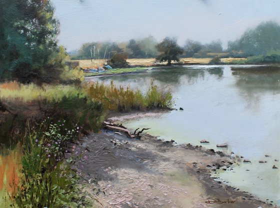 Summer Lake plein air oil painting