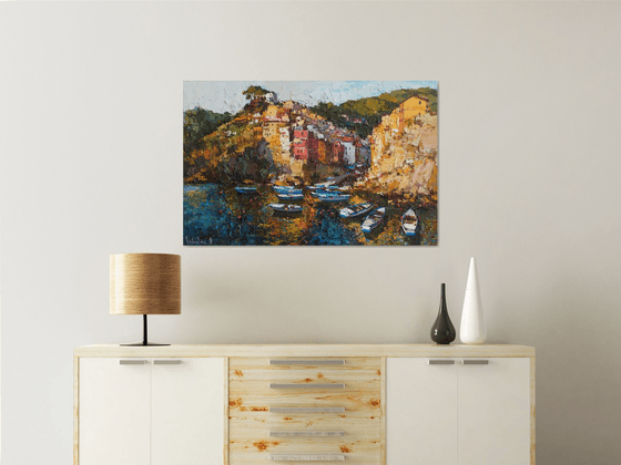 Riomaggiore, Cinque terre - Italian Landscape painting