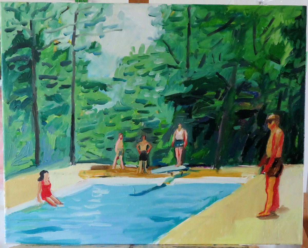 Impressionistic Landscape Oil Painting By Stephen Abela, 30 X 24", Pool In The Woods 4, Original Artwork