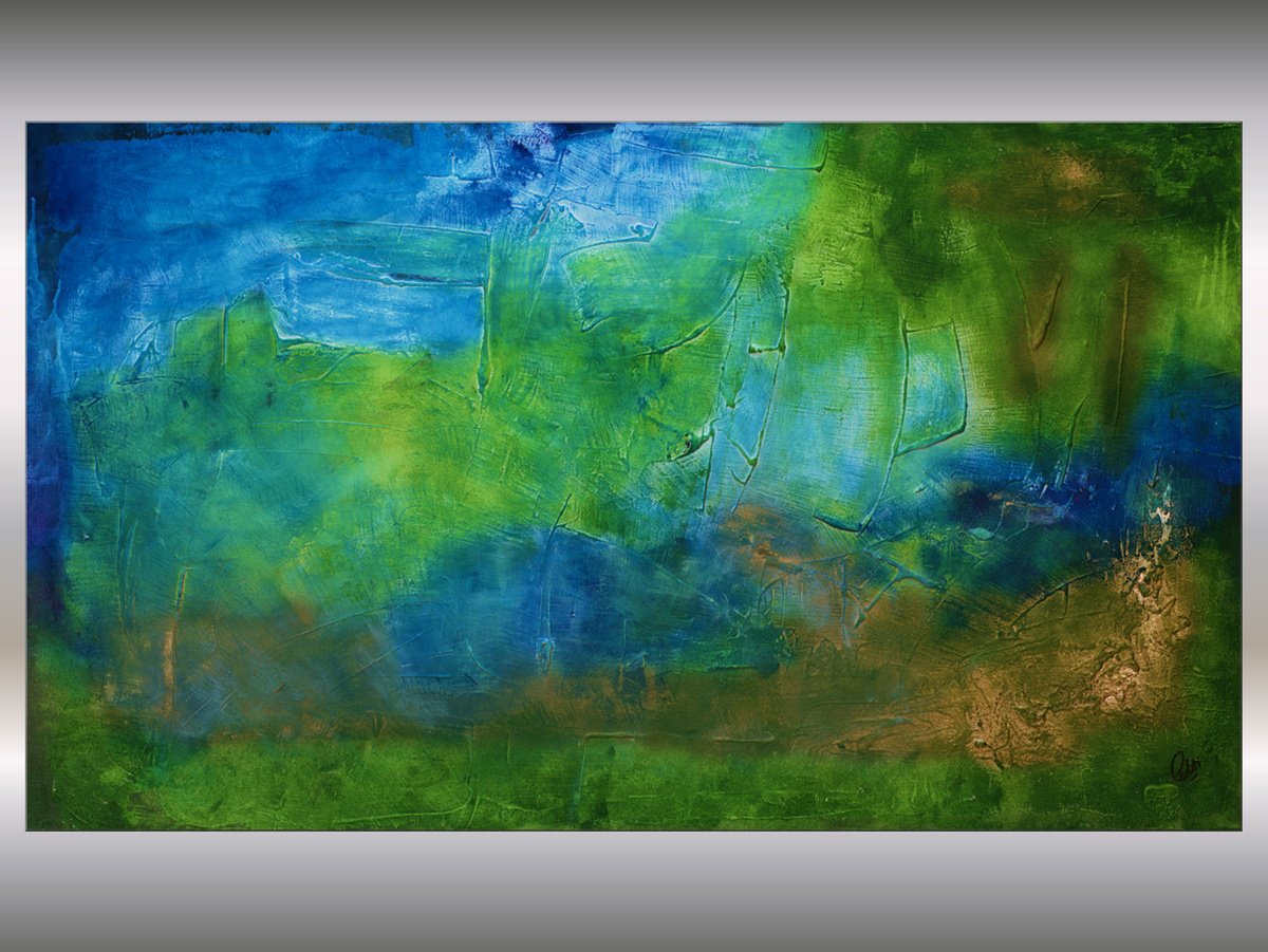 Green Fields - Abstract Art - Acrylic Painting - Canvas Art - Abstract Painting - Industr... by Edelgard Schroer