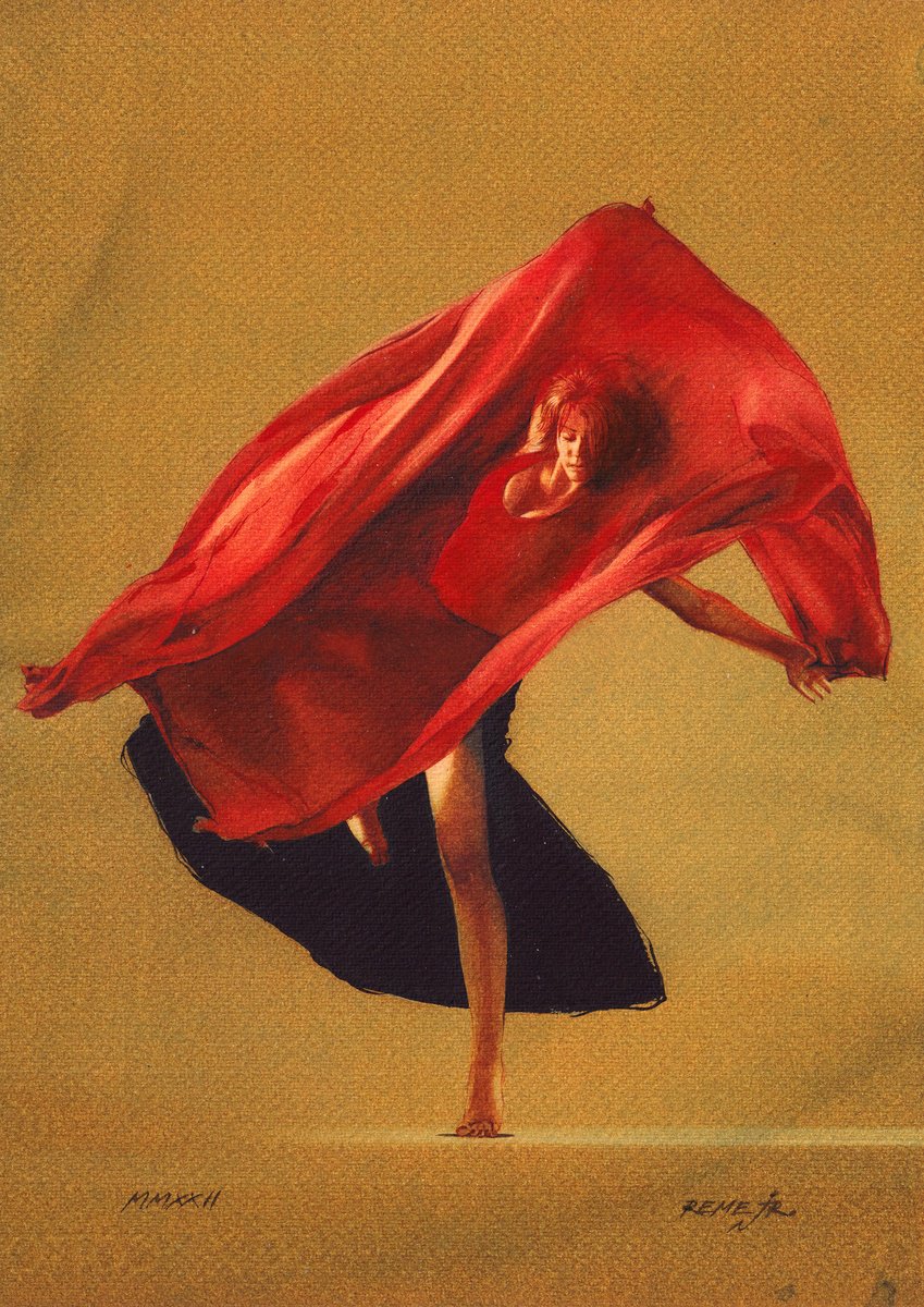 Expressive Portrait Watercolour By Reme Jr., 10 X 14", Ballet Dancer Dxxx, Original Artwork