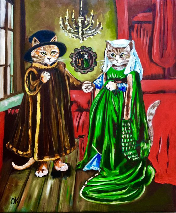 The Arnolfini Marriage. FELINE ART. MODERN URBAN ART OFFICE ART DECOR HOME DECOR