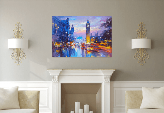 When London Glows After Rain