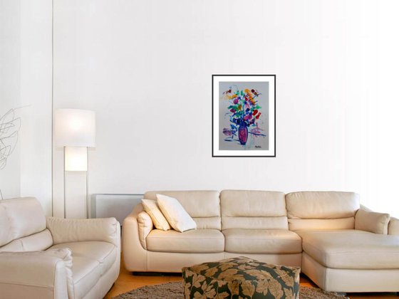 le vase japonais aux fleurs iridescentes / 11,81 x 15,75 in.(30x40cm) / 2018