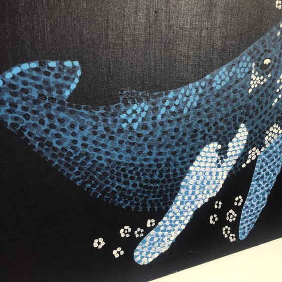 Humpback Whale - pointillism painting