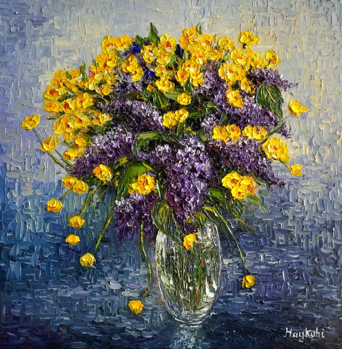 Impressionistic Still Life Oil Painting By Haykuhi Khachatryan, 20 X 20, Spring Harmony, Original Artwork